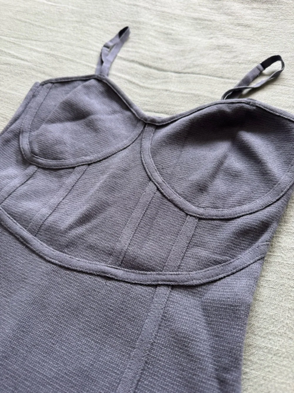 4/$20 - Love Tree Purple Knit “Corset” Strap Tank Snap Bodysuit (medium) - Picture 4 of 9